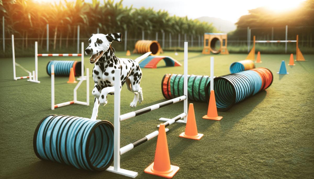 Dalmatian running and playing
