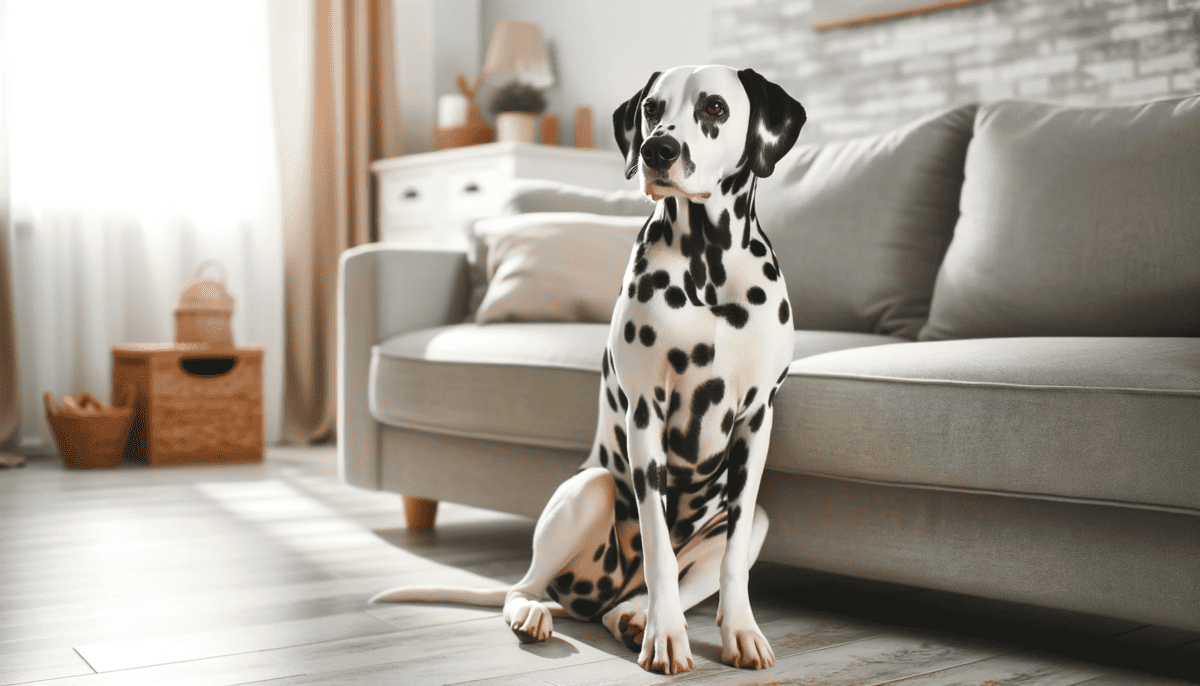 Dalmatian sitting on the floor