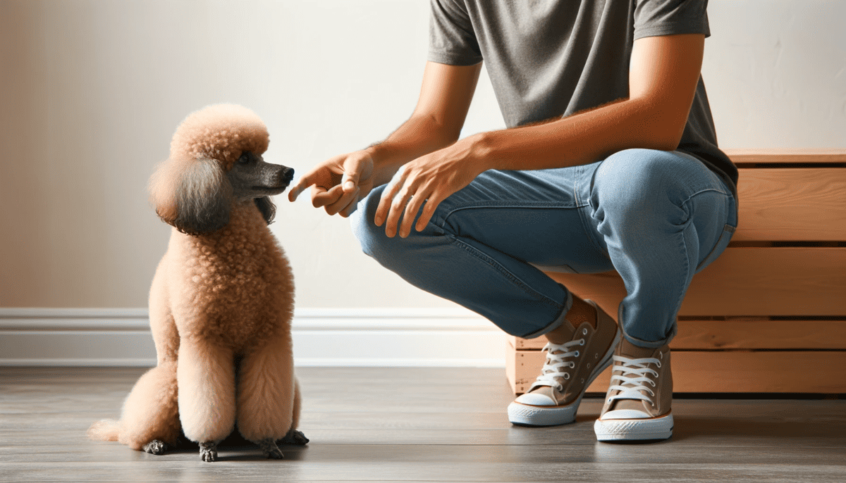 Poodle sitting patiently