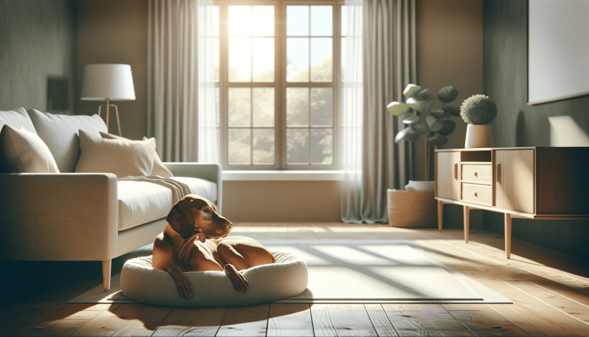 Vizsla contently resting