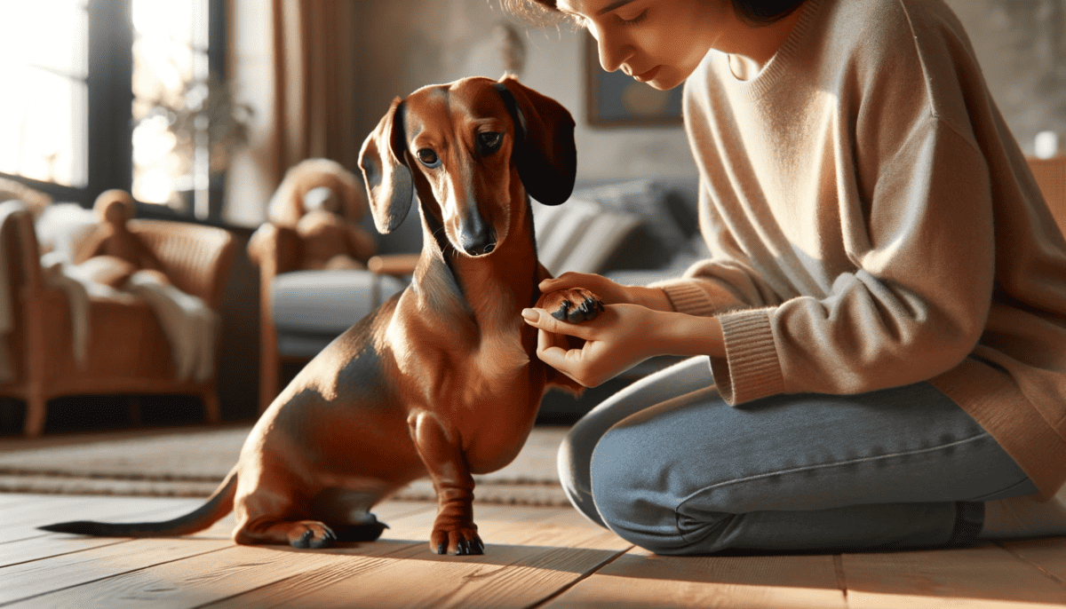 dachshund with injured leg