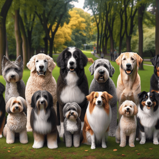 medium sized dogs standing in the park
